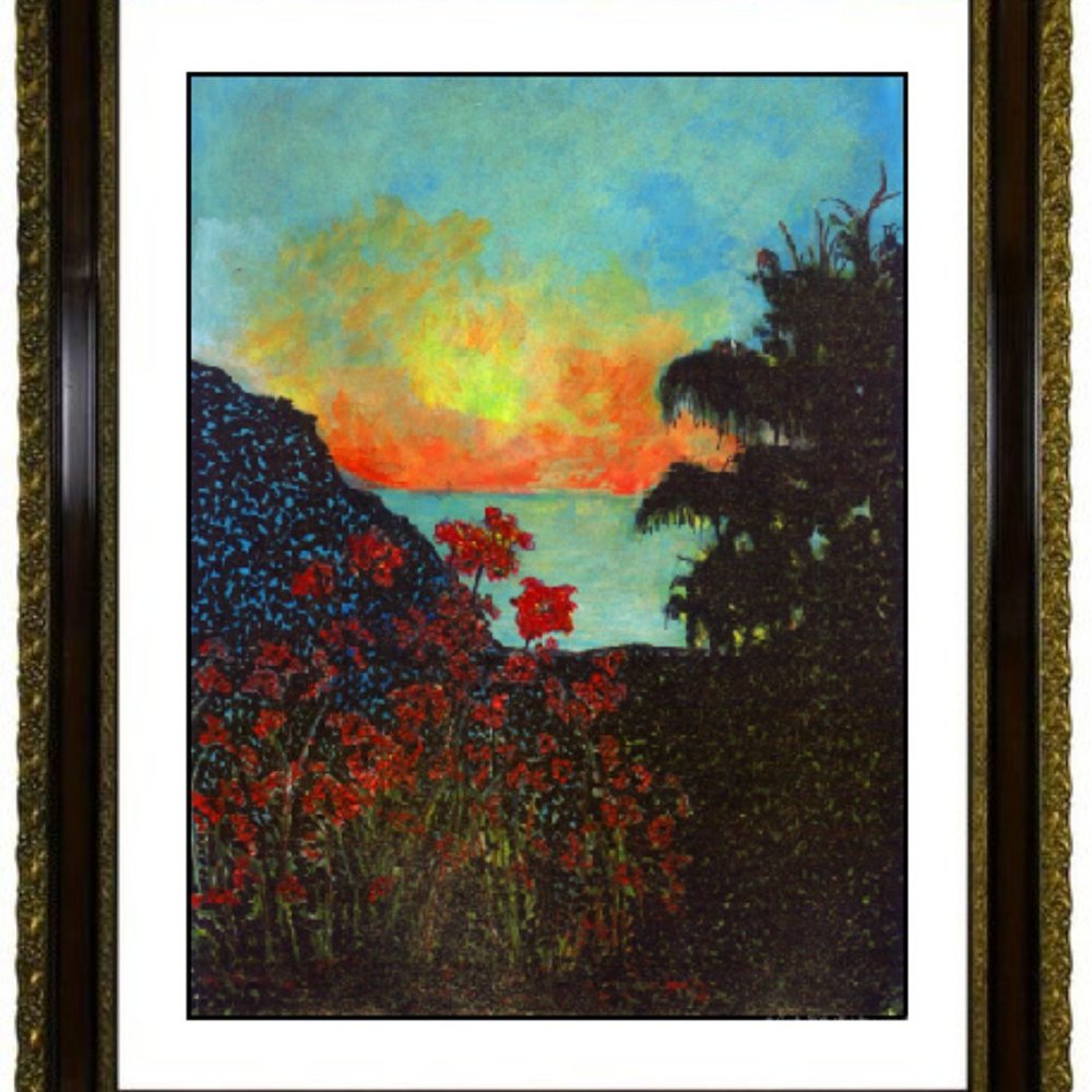 "Wild Red Mountain Flowers In Sunset II"